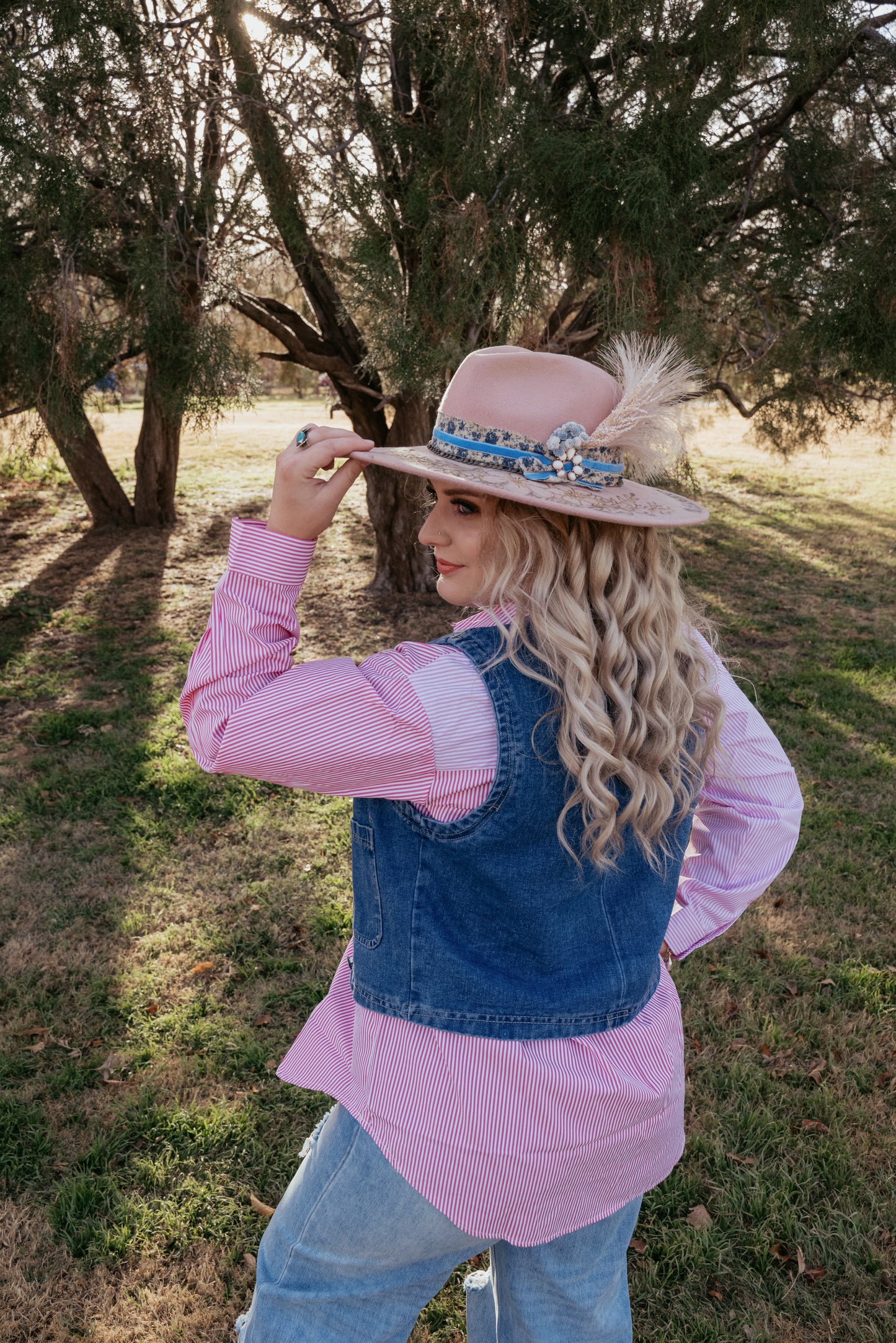 Button Down Western Denim Vest