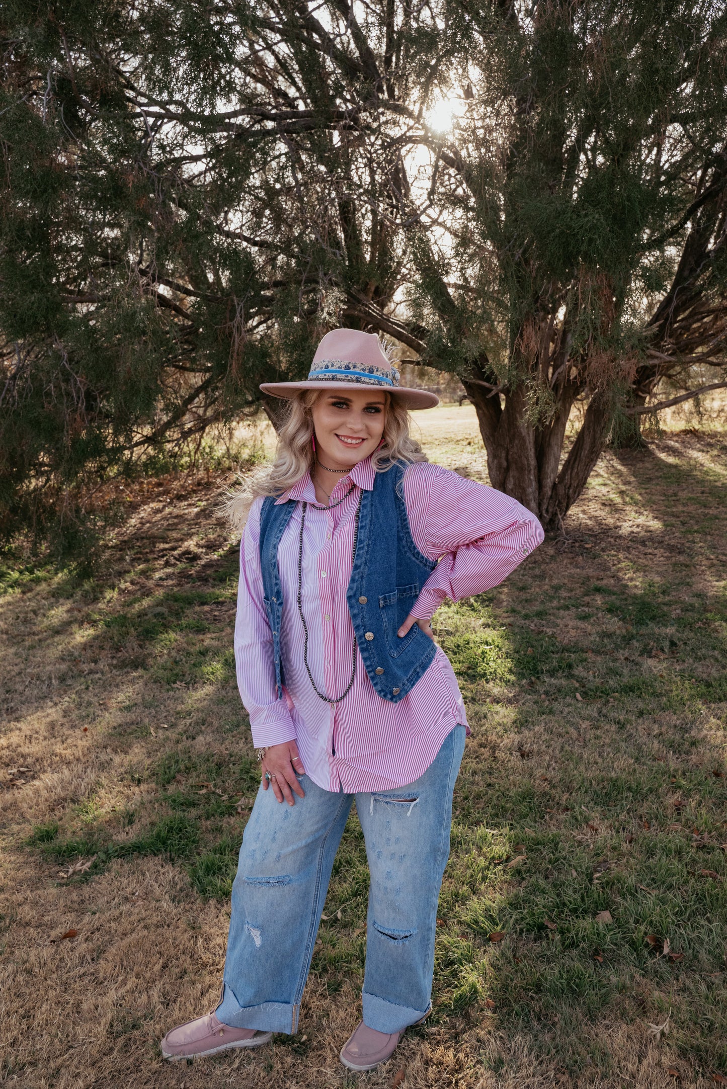 Button Down Western Denim Vest