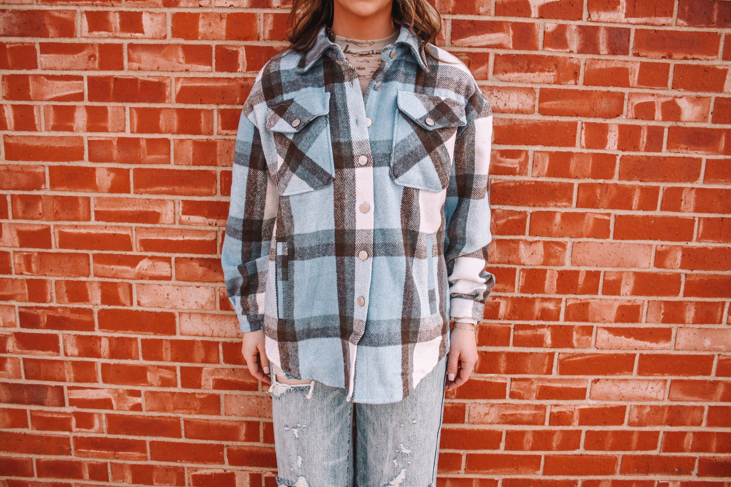 Blue Plaid Flannel Shacket