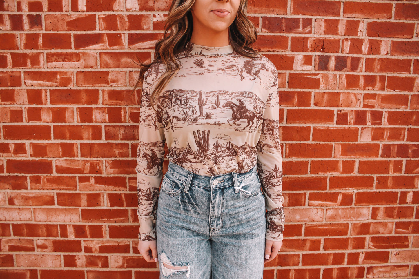 Wild West Long sleeve Mesh Top