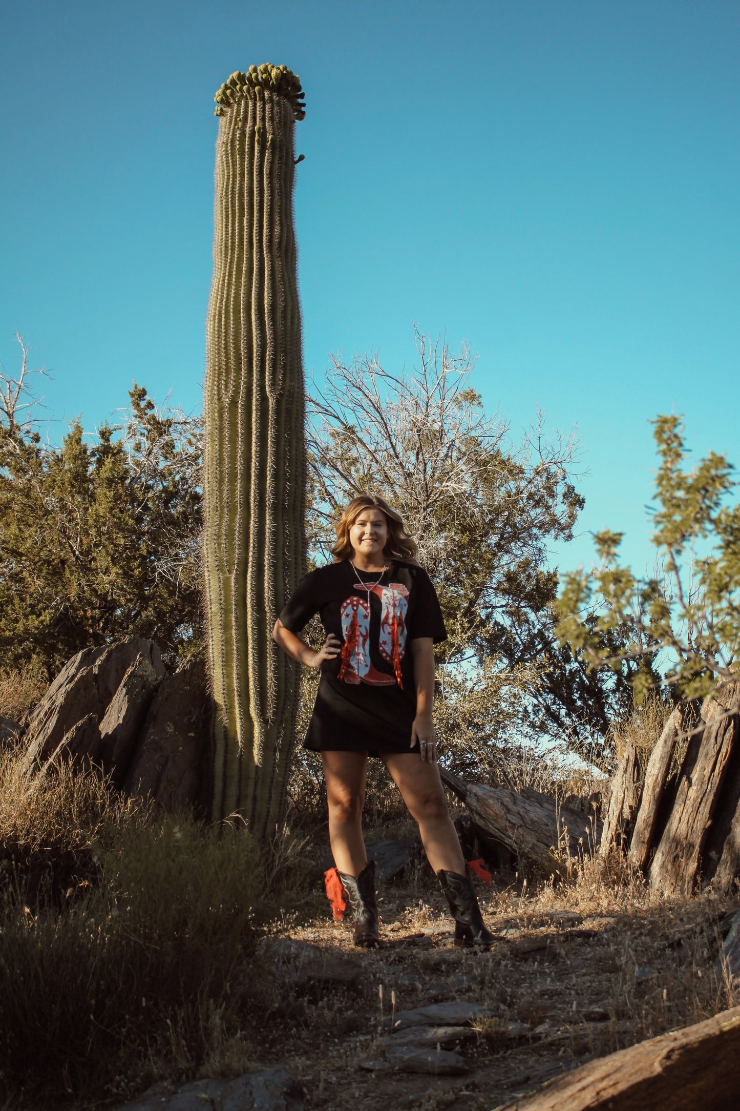 Sequin Western Cowboy Boots Graphic Dress