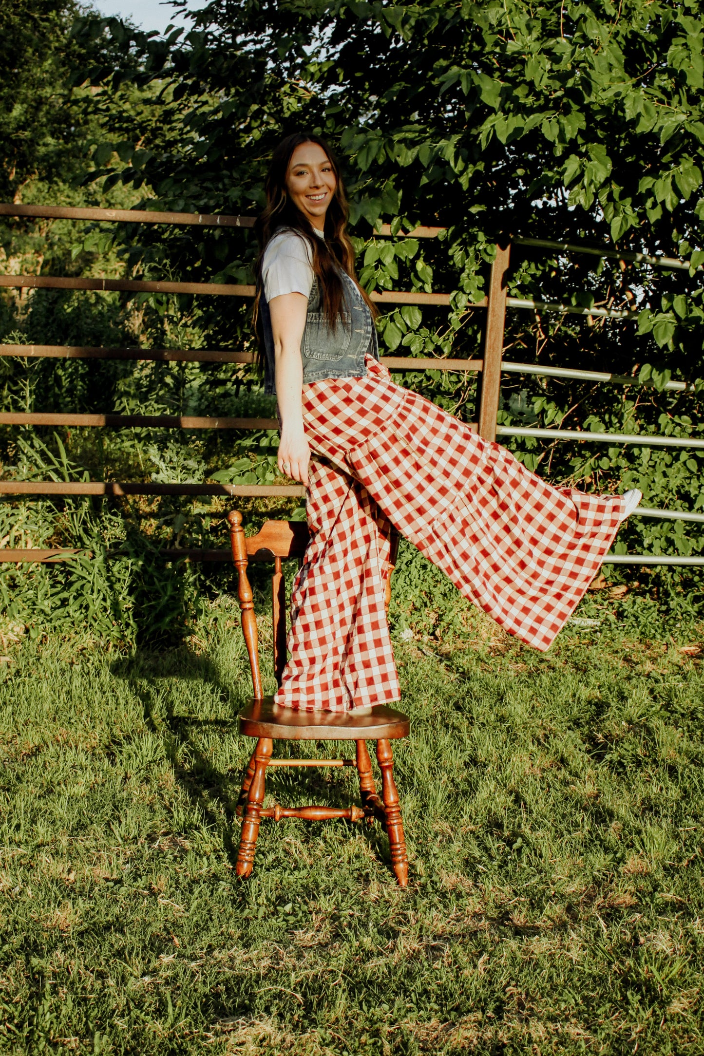 Gingham Wide Leg Pants