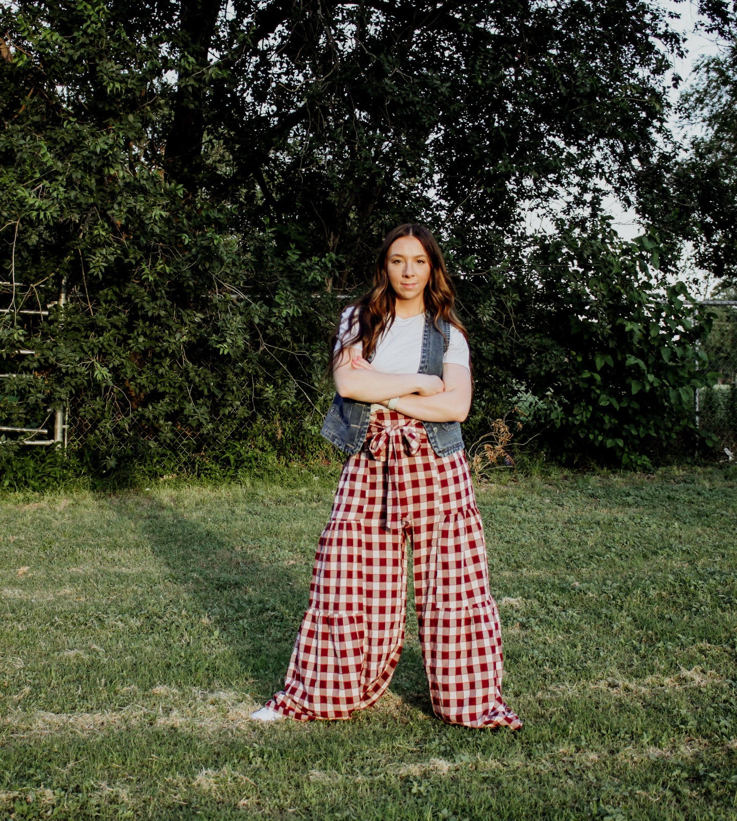 Gingham Wide Leg Pants