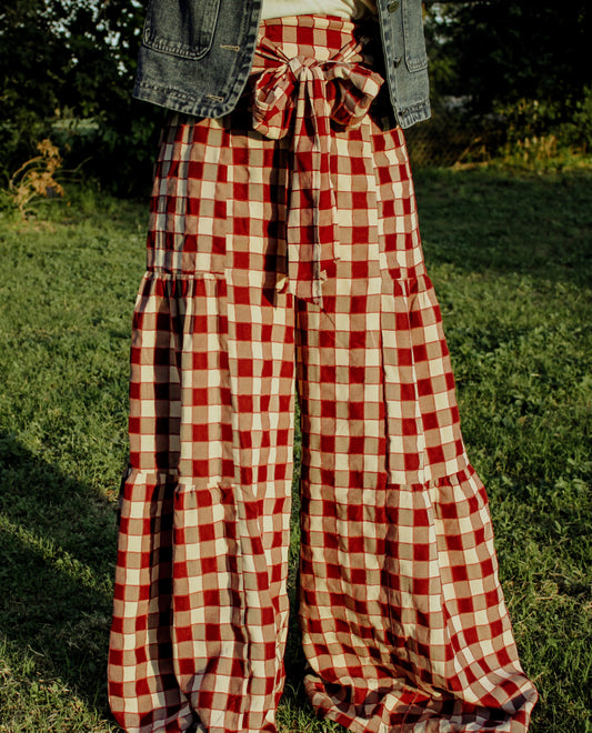 Gingham Wide Leg Pants