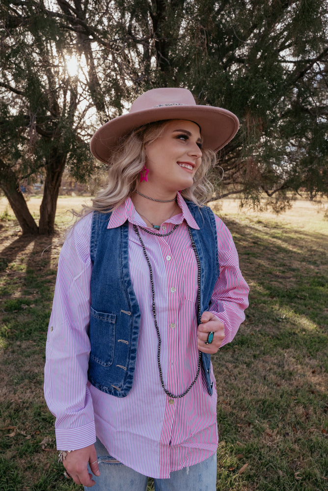 Button Down Western Denim Vest