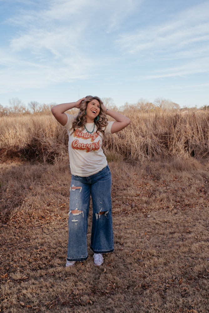 High Rise Wide Leg Distressed Jeans